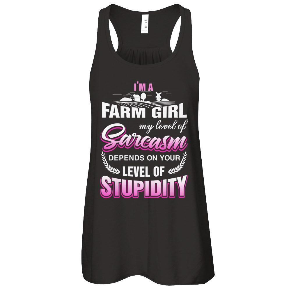 I'm A Farm Girl My Level Of Sarcasm-T-Shirt & Tank Top-Women's Flowy Racerback Tank-Black