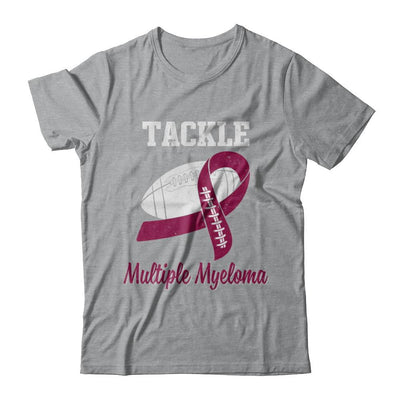 Football Survivor Tackle Burgundy Multiple Myeloma Awareness-T-Shirt & Hoodie-Classic T-Shirt-Sport Grey