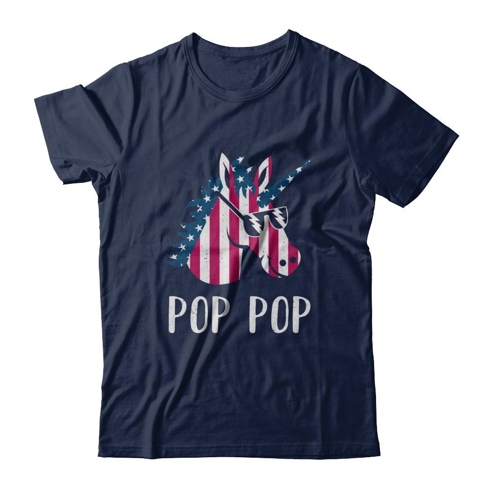 Patriotic Pop Pop Unicorn Americorn 4Th Of July-T-Shirt & Hoodie-Classic T-Shirt-Navy