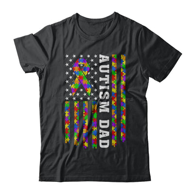 Proud Autism Dad Daddy Autistic Us Flag Fathers Day-T-Shirt & Hoodie-Classic T-Shirt-Black
