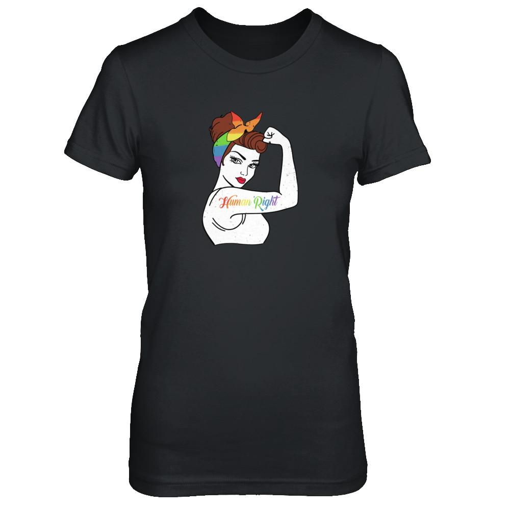 Lady Human Right LGBT Lesbian Gay Pride-T-Shirt & Tank Top-Women's T-Shirt-Black