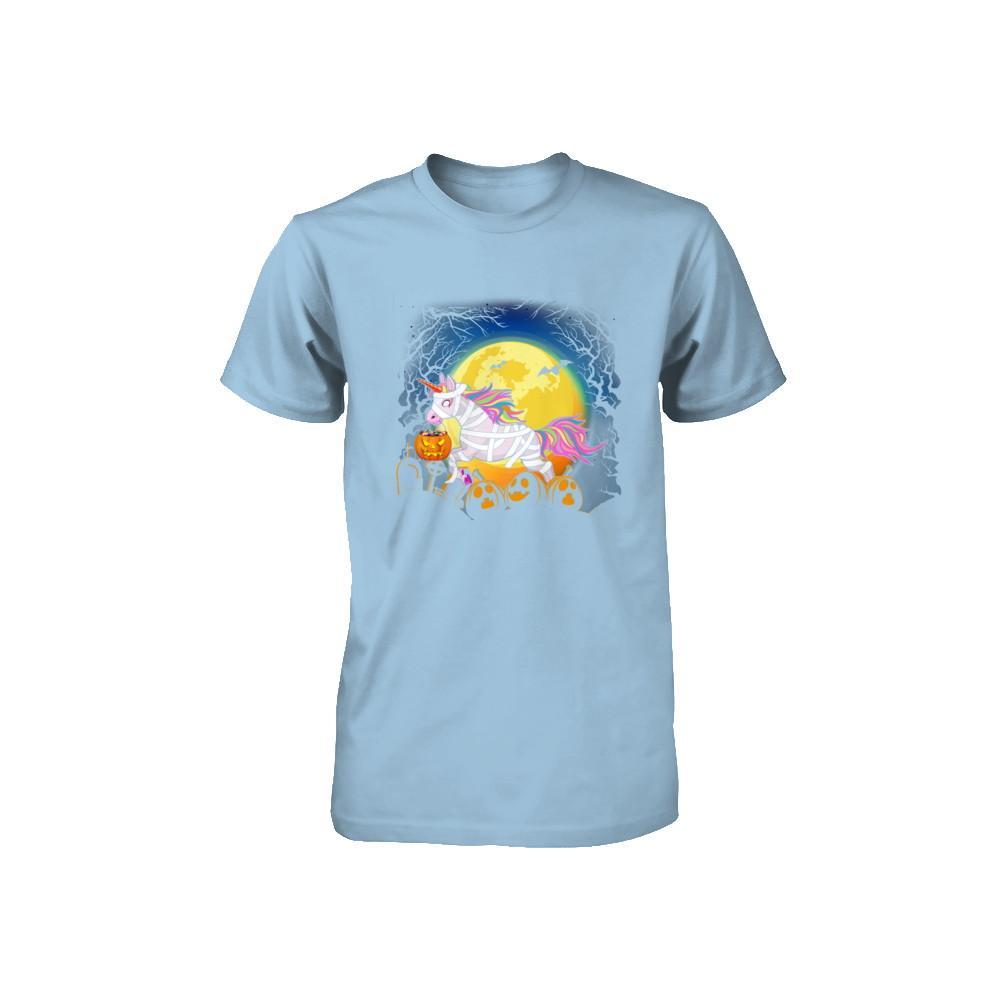 Halloween Pumpkin Unicorn Gift For Kids Girls Youth-Youth Shirt-Toddler T-Shirt-Light Blue