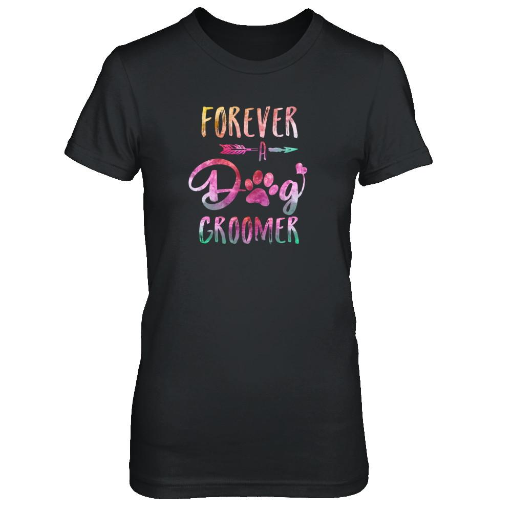 Dog Paw Hairstylist Forever A Dog Groomer For Women-T-Shirt & Tank Top-Women's T-Shirt-Black