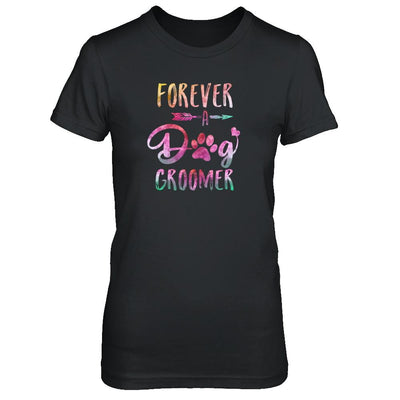 Dog Paw Hairstylist Forever A Dog Groomer For Women-T-Shirt & Tank Top-Women's T-Shirt-Black