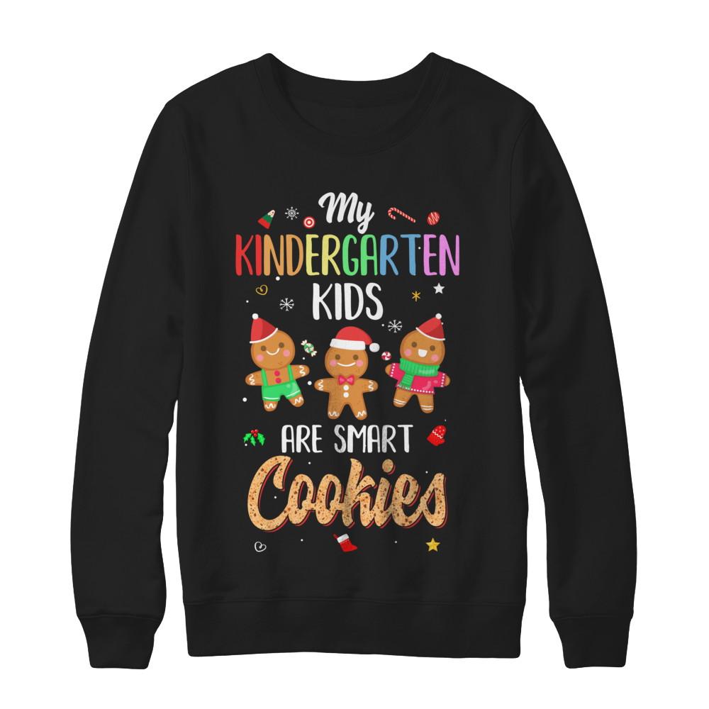 Teacher My Kindergarten Kids Are Smart Cookies Christmas-T-Shirt & Sweatshirt-Crewneck Sweatshirt-Black