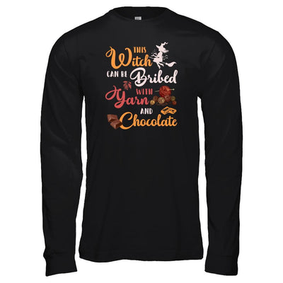 Halloween This Witch Can Be Bribed With Yarn And Chocolate-T-Shirt & Tank Top-Long Sleeve T-Shirt-Black