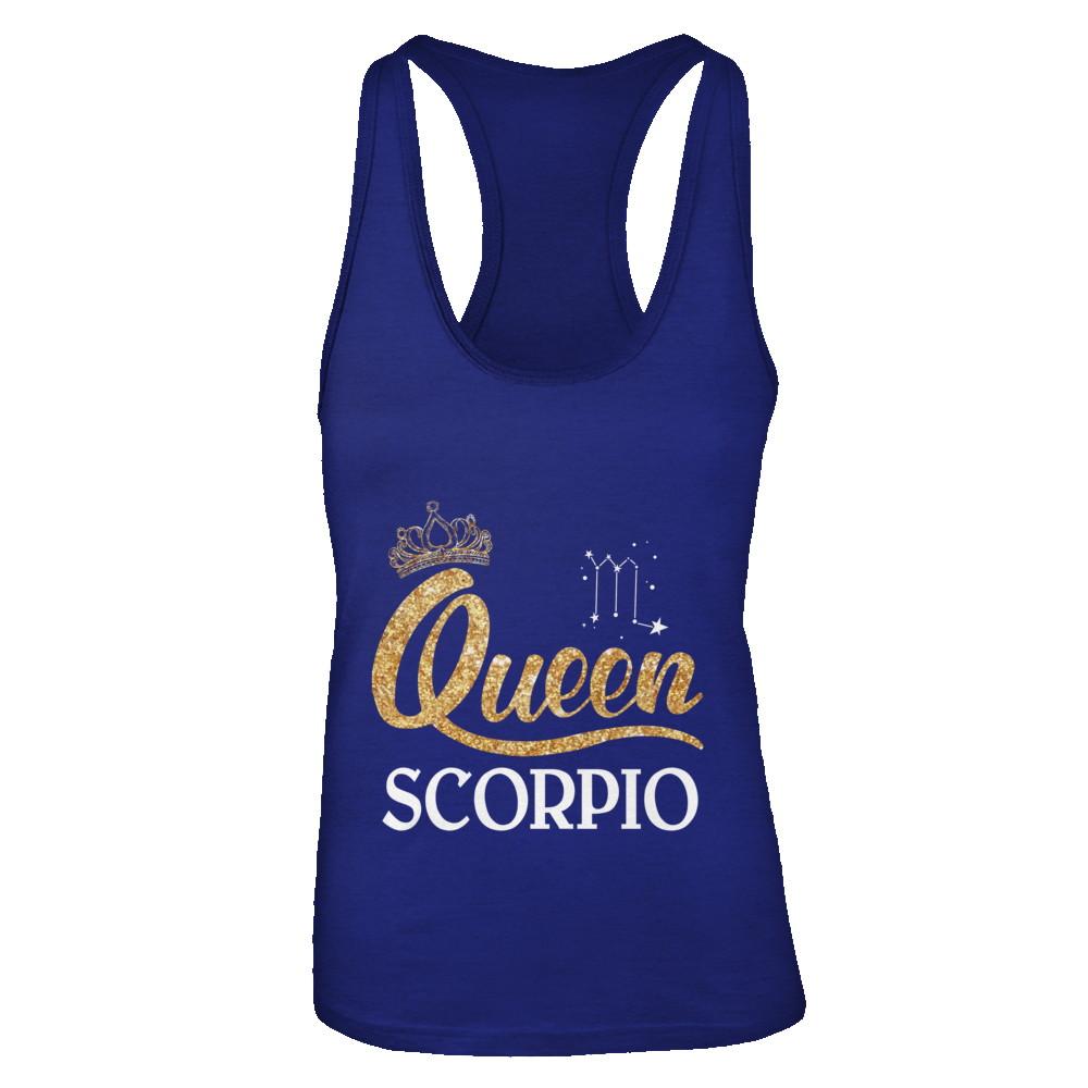 Queen Scorpio Zodiac October November Birthday Gift-T-Shirt & Tank Top-Women's Ideal Racerback Tank-Royal
