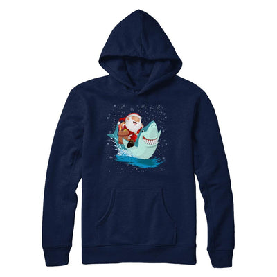 Santa Claus Riding Shark Christmas Xmas Gift-T-Shirt & Sweatshirt-Pullover Hoodie-Navy