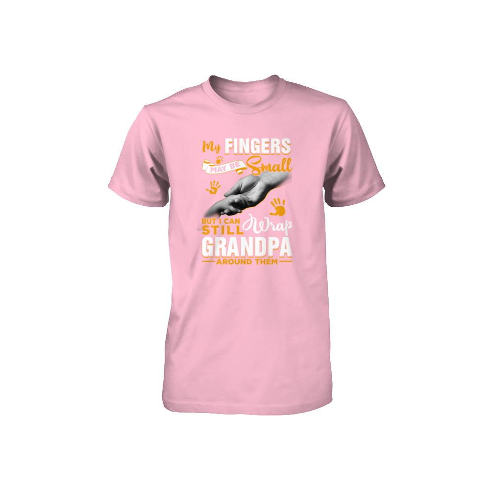 My Fingers May Be Small But I Can Still Wrap Grandpa Youth-Youth Shirt-Youth T-Shirt-Neon Pink