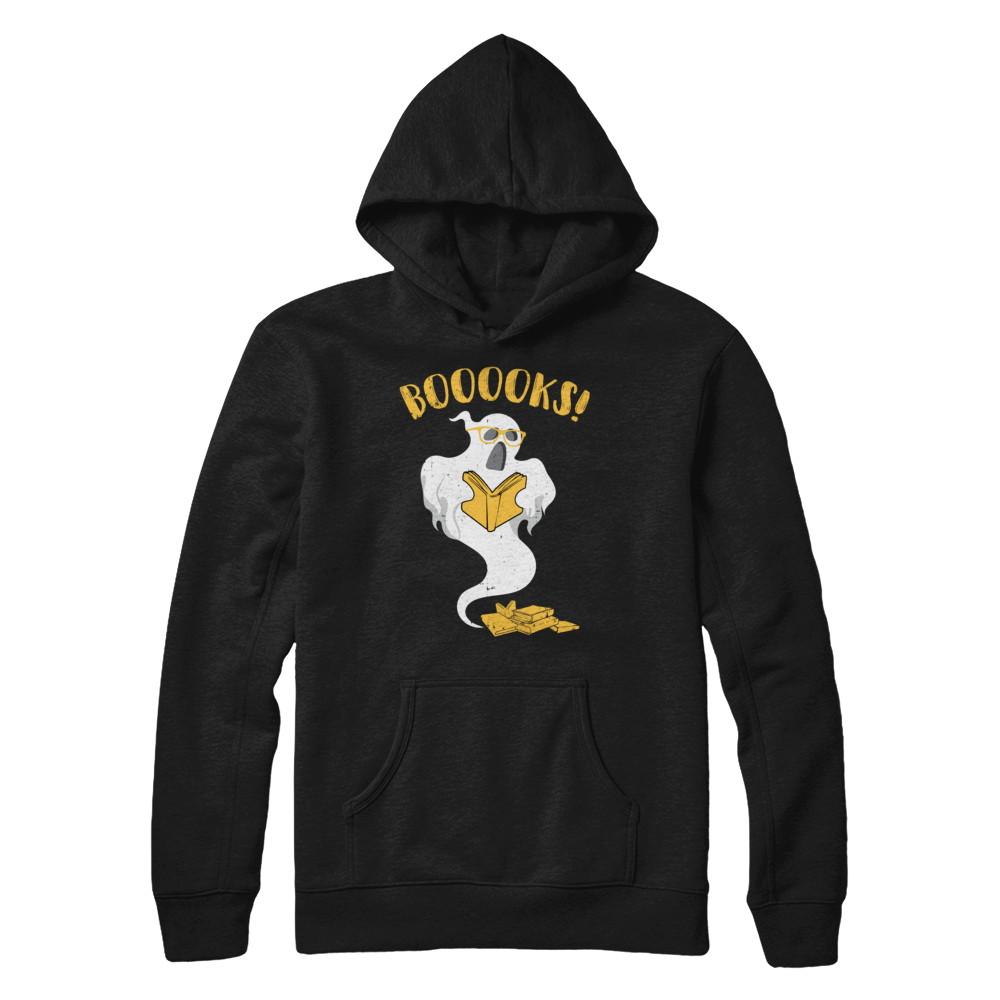 Book Reader Nerd Ghost Reading Books Halloween-T-Shirt & Hoodie-Pullover Hoodie-Black