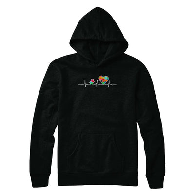 Autism Puzzle Heartbeat Autism Awareness-T-Shirt & Hoodie-Pullover Hoodie-Black