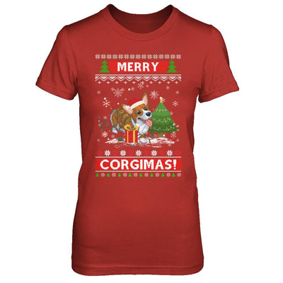 Funny Merry Corgmas Santa Corgi Ugly Christmas Sweater-T-Shirt & Sweatshirt-Women's T-Shirt-Red