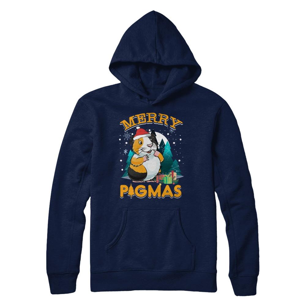 Merry Pigmas Funny Guinea Pig-T-Shirt & Hoodie-Pullover Hoodie-Navy