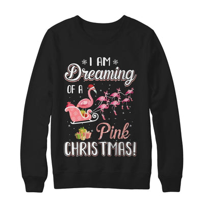 I Am Dreaming Of A Pink Christmas Funny Flamingo-T-Shirt & Sweatshirt-Crewneck Sweatshirt-Black