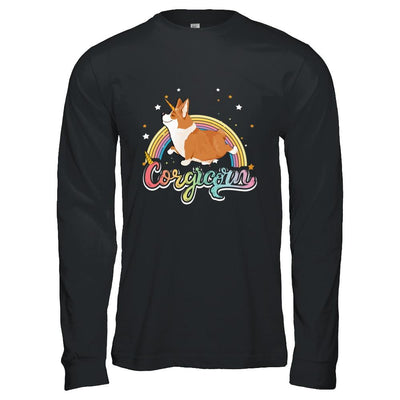 Corgicorn Corgi Unicorn Kids Space Galaxy Rainbow-T-Shirt & Hoodie-Long Sleeve T-Shirt-Black