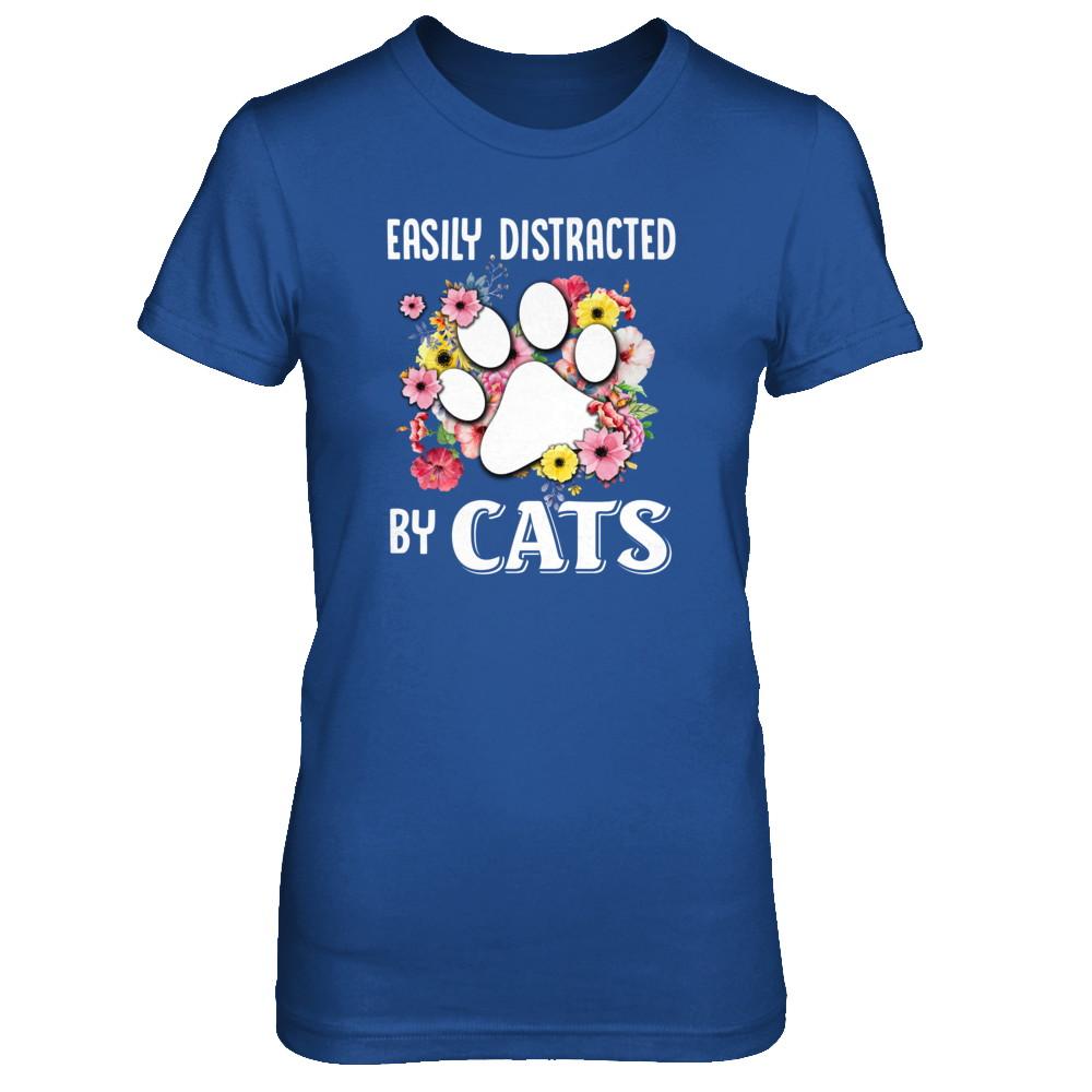 Easily Distracted By Cats-T-Shirt & Tank Top-Women's T-Shirt-Royal