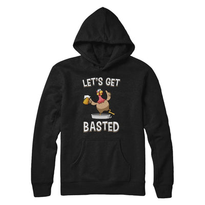 Let's Get Basted Funny Beer Turkey Thanksgiving-T-Shirt & Hoodie-Pullover Hoodie-Black