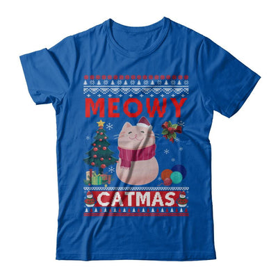 Meowy Catmas Ugly Sweater Cat Christmas-T-Shirt & Sweatshirt-Premium T-Shirt-Royal