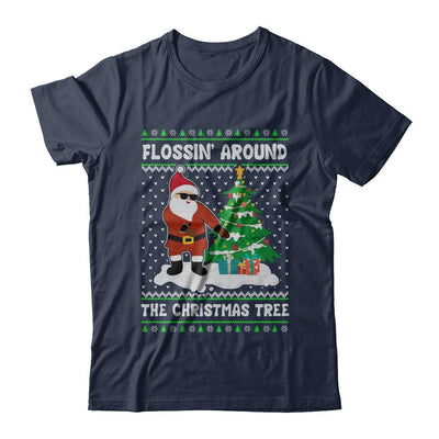 Flossin' Around The Christmas Tree Flossing Ugly Sweater-T-Shirt & Sweatshirt-Classic T-Shirt-Navy