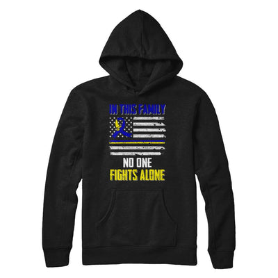 In This Family No One Fights Alone Down Syndrome-T-Shirt & Hoodie-Pullover Hoodie-Black