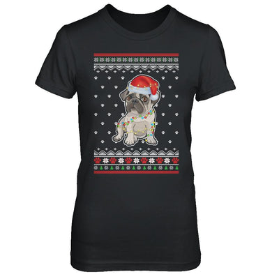 Pug Christmas Ugly Sweater Lights Dog Xmas Gift-T-Shirt & Sweatshirt-Women's T-Shirt-Black