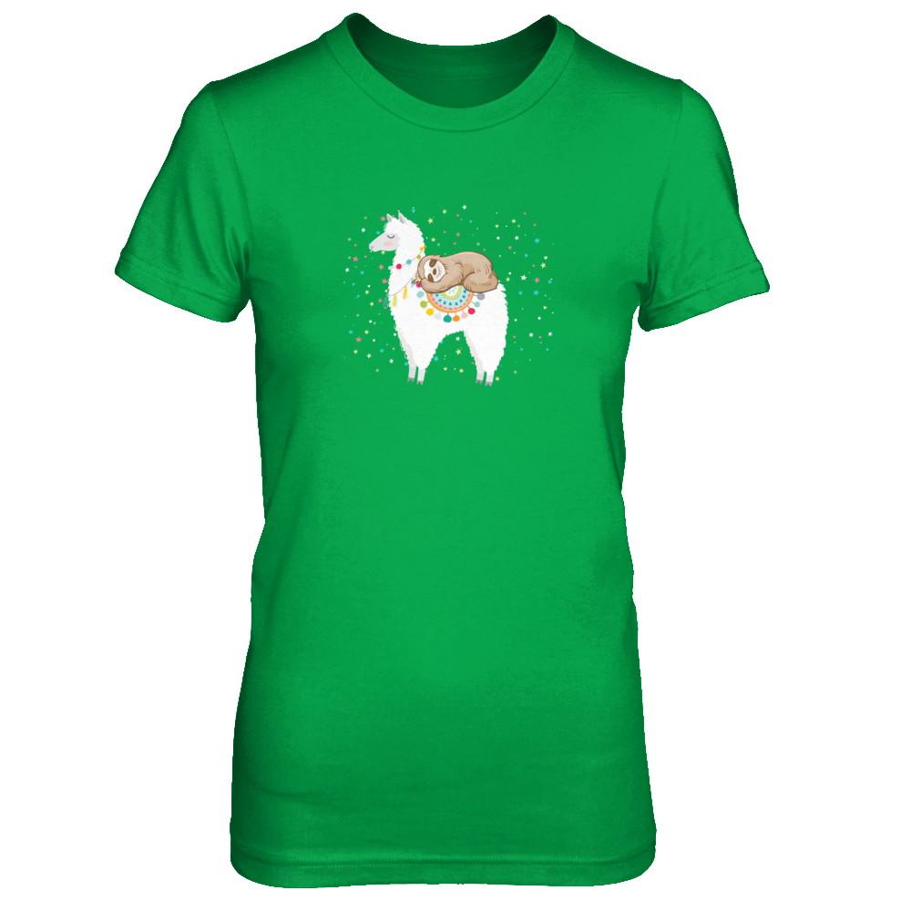 Funny Sloth Riding Llama Lover-T-Shirt & Tank Top-Women's T-Shirt-Irish Green