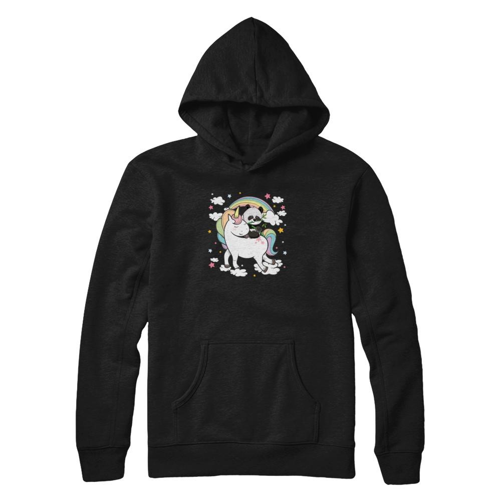 Panda Riding Unicorn-T-Shirt & Tank Top-Pullover Hoodie-Black