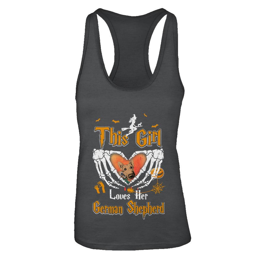 This Girl Love Her Dog German Shepherd Halloween-T-Shirt & Tank Top-Women's Ideal Racerback Tank-Black