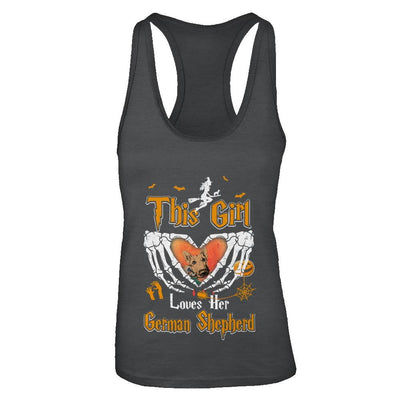 This Girl Love Her Dog German Shepherd Halloween-T-Shirt & Tank Top-Women's Ideal Racerback Tank-Black