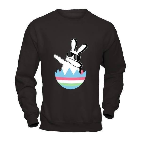 Dabbing Hip Hop Bunny Easter-T-Shirt & Hoodie-Crewneck Sweatshirt-Black