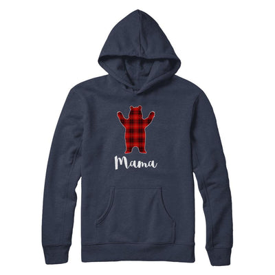 Red Mama Bear Buffalo Plaid Family Christmas Pajamas-T-Shirt & Sweatshirt-Pullover Hoodie-Navy