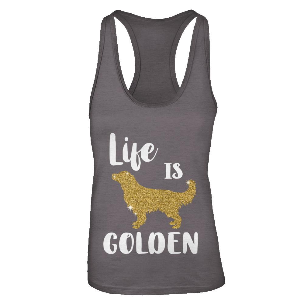 Life Is Golden Retriever-T-Shirt & Tank Top-Women's Ideal Racerback Tank-Dark Grey