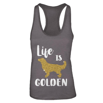 Life Is Golden Retriever-T-Shirt & Tank Top-Women's Ideal Racerback Tank-Dark Grey