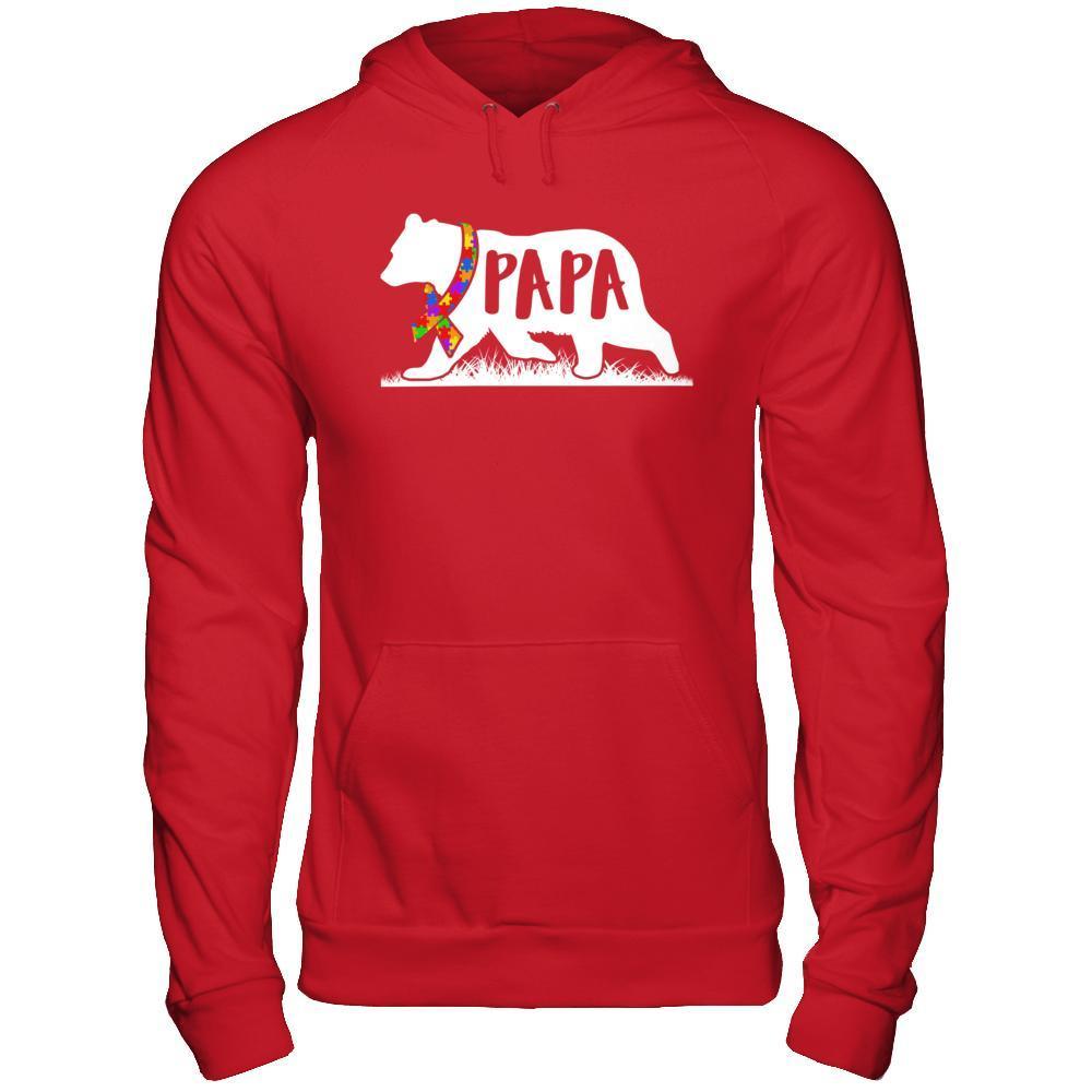 Autism Awareness Papa Bear-T-Shirt & Hoodie-Pullover Hoodie-Red