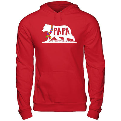 Autism Awareness Papa Bear-T-Shirt & Hoodie-Pullover Hoodie-Red