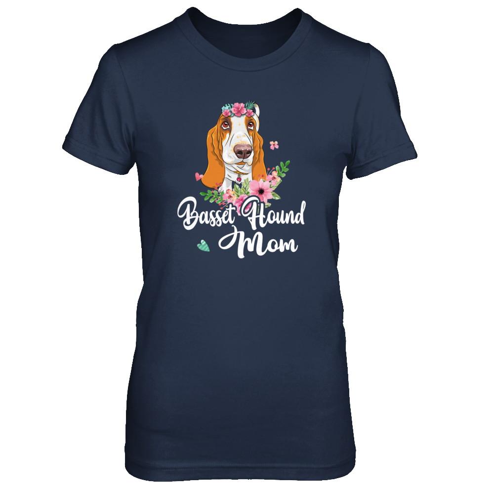 Basset Hound Mom Funny Dog Mom Gift Idea-T-Shirt & Tank Top-Women's T-Shirt-Navy