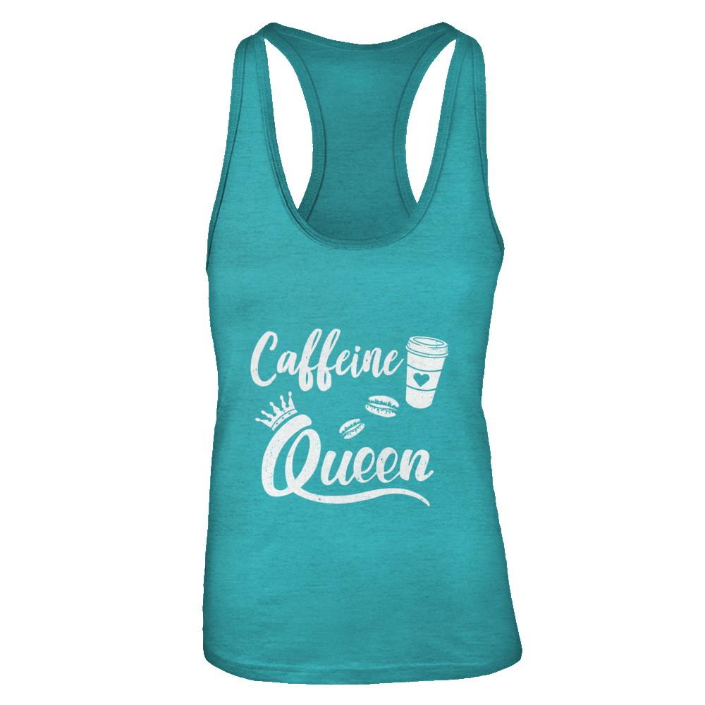 Caffeine Queen Coffee Queen Funny-T-Shirt & Tank Top-Women's Ideal Racerback Tank-Tahiti Blue