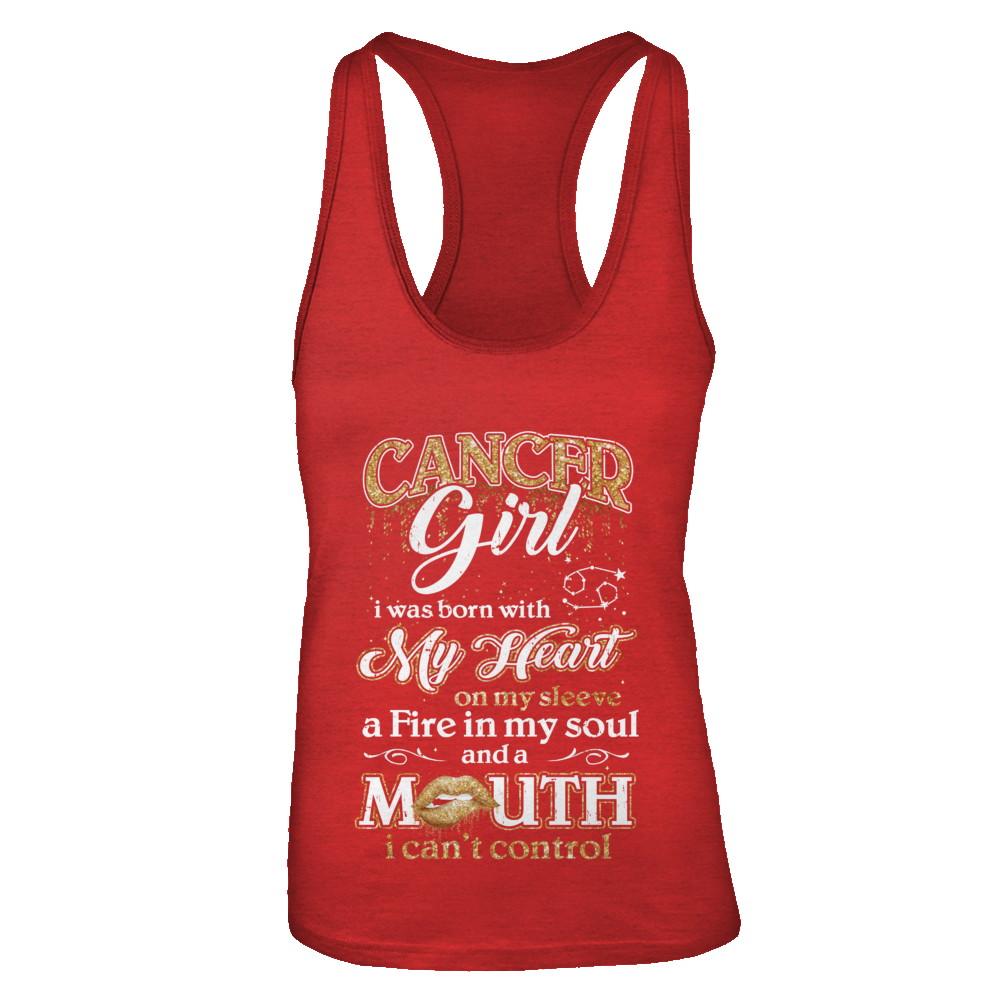 I'm A Cancer Girl Lipstick June July Funny Zodiac Birthday-T-Shirt & Tank Top-Women's Ideal Racerback Tank-Red