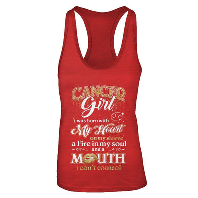 I'm A Cancer Girl Lipstick June July Funny Zodiac Birthday-T-Shirt & Tank Top-Women's Ideal Racerback Tank-Red