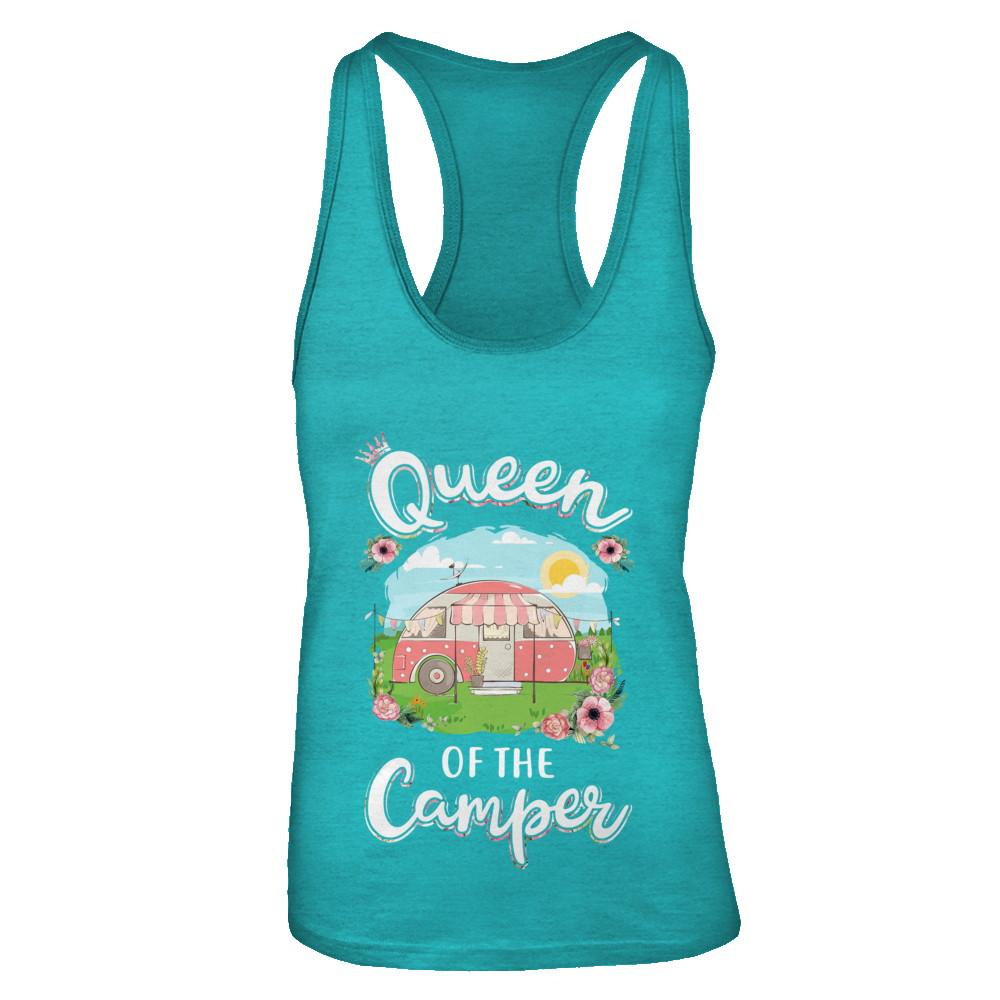 Queen Of The Camper Camping For Women Gift-T-Shirt & Tank Top-Women's Ideal Racerback Tank-Tahiti Blue