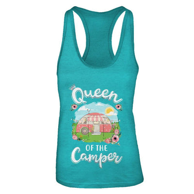 Queen Of The Camper Camping For Women Gift-T-Shirt & Tank Top-Women's Ideal Racerback Tank-Tahiti Blue