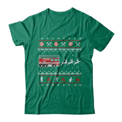 Merry Christmas Firefighter Fireman Ugly Sweater Gift-T-Shirt & Sweatshirt-Classic T-Shirt-Kelly Green
