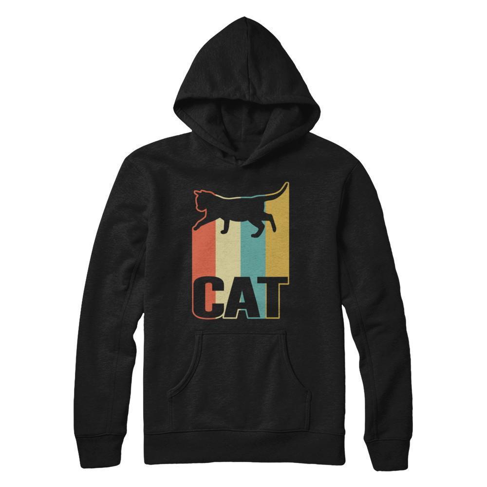 Classic Vintage Retro Style Cat-T-Shirt & Hoodie-Pullover Hoodie-Black