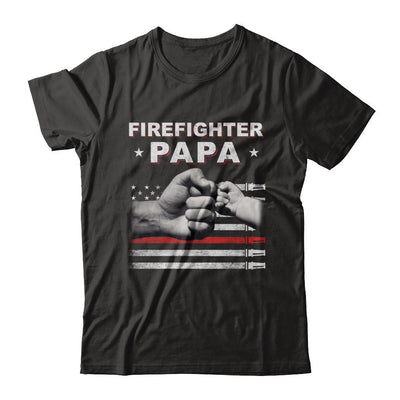 Firefighter Fireman Papa American Flag Fathers Day-T-Shirt & Hoodie-Classic T-Shirt-Black
