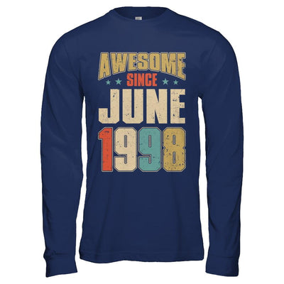 Vintage Retro Awesome Since June 1998 23th Birthday-T-Shirt & Hoodie-Long Sleeve T-Shirt-Navy