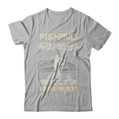 Fishing Solves Most of My Problems Hunting Solves The Rest-T-Shirt & Hoodie-Premium T-Shirt-Heather Gray