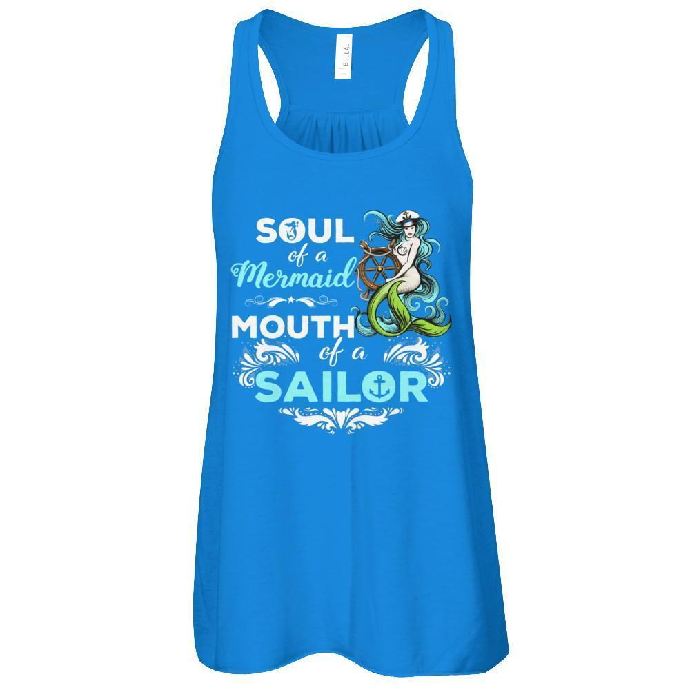Soul Of A Mermaid Mouth Of A Sailor-T-Shirt & Tank Top-Women's Flowy Racerback Tank-True Royal