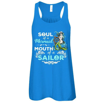 Soul Of A Mermaid Mouth Of A Sailor-T-Shirt & Tank Top-Women's Flowy Racerback Tank-True Royal
