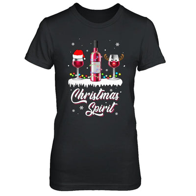 Christmas Spirits Santa Hat Wine Funny Christmas Gifts-T-Shirt & Sweatshirt-Women's T-Shirt-Black
