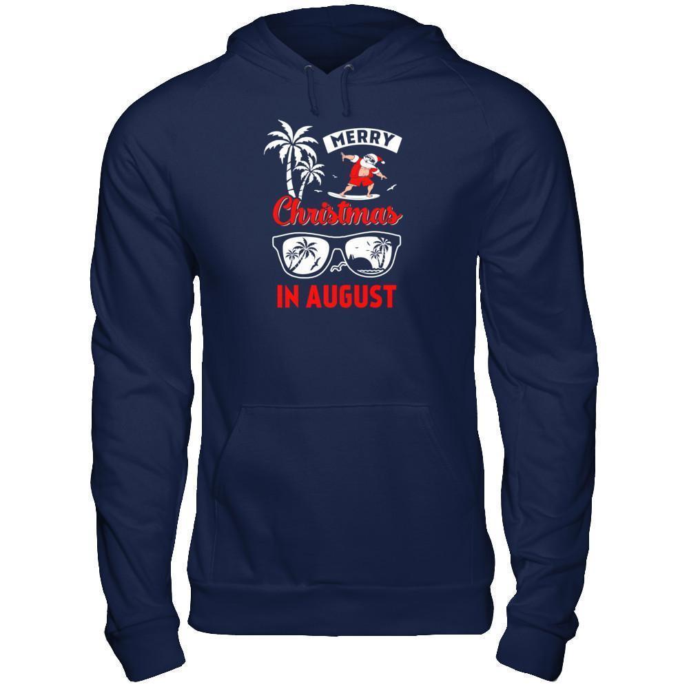 Merry Christmas In August-T-Shirt & Tank Top-Pullover Hoodie-Navy